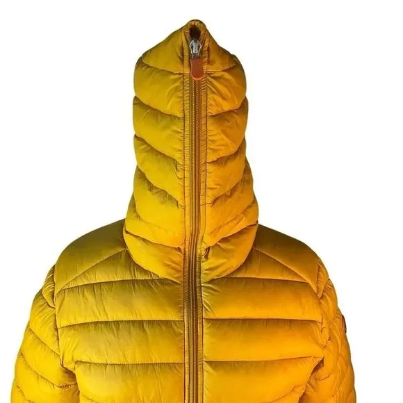 Save the Duck Mustard , XL. Lightweight Hooded Puffer. Cruelty Free. Packable - Picture 10 of 16